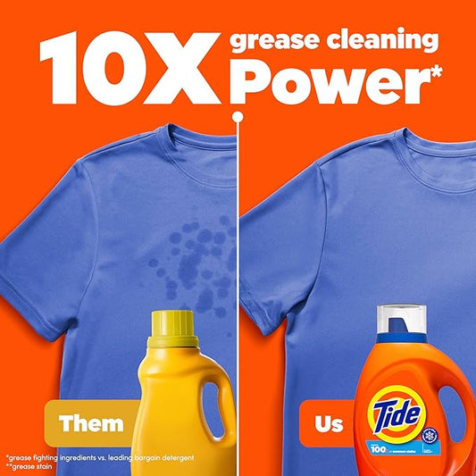 Tide Laundry Detergent Liquid, Clean Breeze Scent, 48 Loads, 60 fl oz, Works on 100% of Common Stains