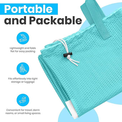 Handy Laundry Mesh Laundry Bags 24 x 36 Inches, 2-Pack - Extra Large Heavy Duty Bag with Handles & Shoulder Strap, Breathable, Machine Washable for Dorm, Travel, Bedding & Storage - Teal