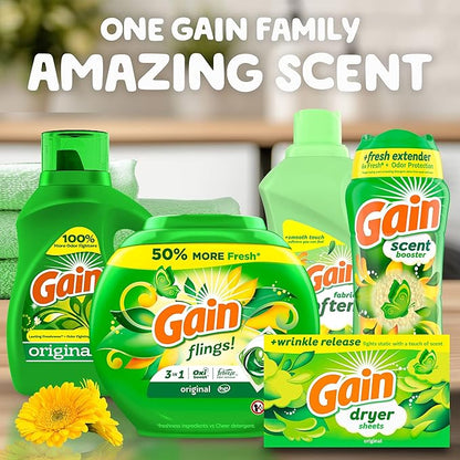 Gain Flings Laundry Detergent Pacs, 102 Count, Original Scent, with Odor Defense, concentrated laundry soap pacs