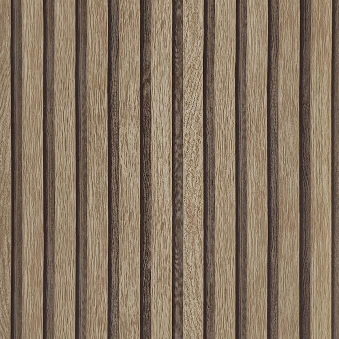 Yun-aeon Natural Wood Peel and Stick Wallpaper Wood Slats - 17.3"x 480" Light Tan Self-Adhesive Waterproof Vinyl Removable Wall Paper for Wall Decor Bedroom
