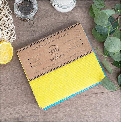 SUPERSCANDI 10 Pack Swedish Dishcloths for Kitchen - 100% Biodegradable & Compostable Reusable Paper Towels Washable, Food-Safe & Without Plastic - Dish Rags Suitable for Any Surface, Pink