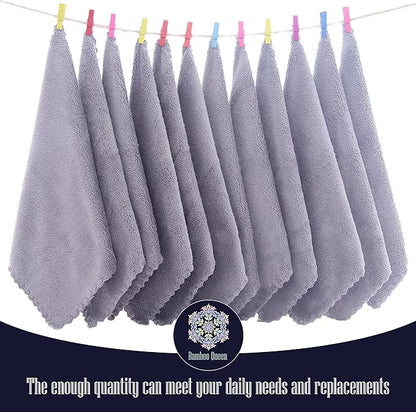 16 Pack Baby Washcloths - Luxury Coral Fleece - Extra Absorbent and Soft Wash Clothes for Newborn, Infants and Toddlers - Suitable for Sensitive Skin and New Born - Baby Shower - Light Grey,10x10 Inch