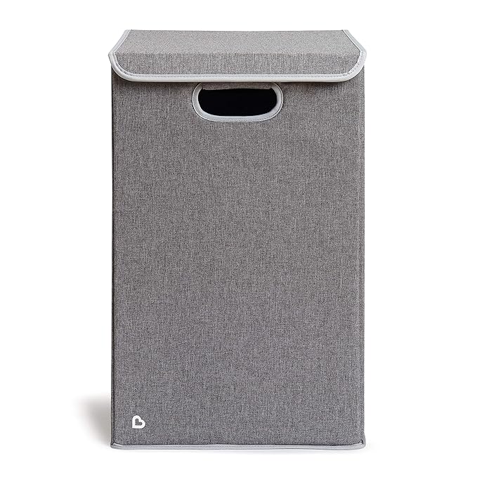 Munchkin Laundry Hamper for Baby and Kids, Collapsible Nursery Organizer with Lid, Grey