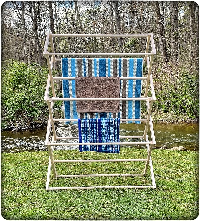 Saving Shepherd Clothes Drying Rack - 52¾"H x 36" W Folding Maple Wood Amish Handmade in Lancaster, PA USA