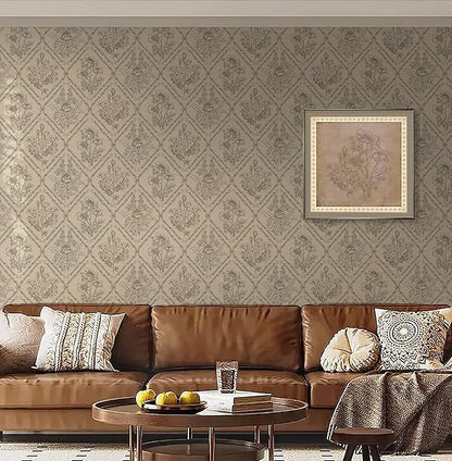 Toduso Peel and Stick Wallpaper Vintage Wall Paper Boho Contact Paper Brown Floral Removable Wallpaper for Bathroom Bedroom Flower Waterproof Self Adhesive Vinyl Drawer Decor 17.3"x393.7"