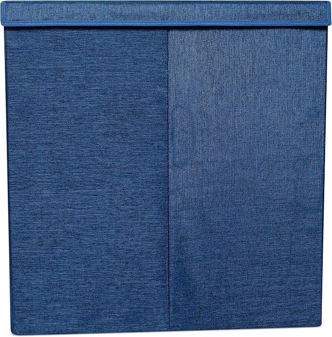 BIRDROCK HOME Laundry Hamper with Lid | Removable Bags for Sorting Clothes | Sectioned Laundry Basket for Bedroom & Bathroom | Collapsible Storage Bin with Cover | Double, Navy