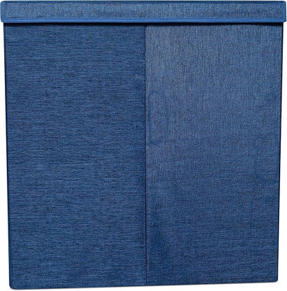 BIRDROCK HOME Laundry Hamper with Lid | Removable Bags for Sorting Clothes | Sectioned Laundry Basket for Bedroom & Bathroom | Collapsible Storage Bin with Cover | Double, Navy