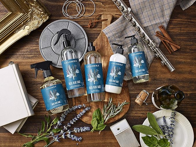 Caldrea Linen and Room Spray Air Freshener, Made with Essential Oils, Plant-Derived and Other Thoughtfully Chosen Ingredients, Basil Blue Sage Scent, 16 oz