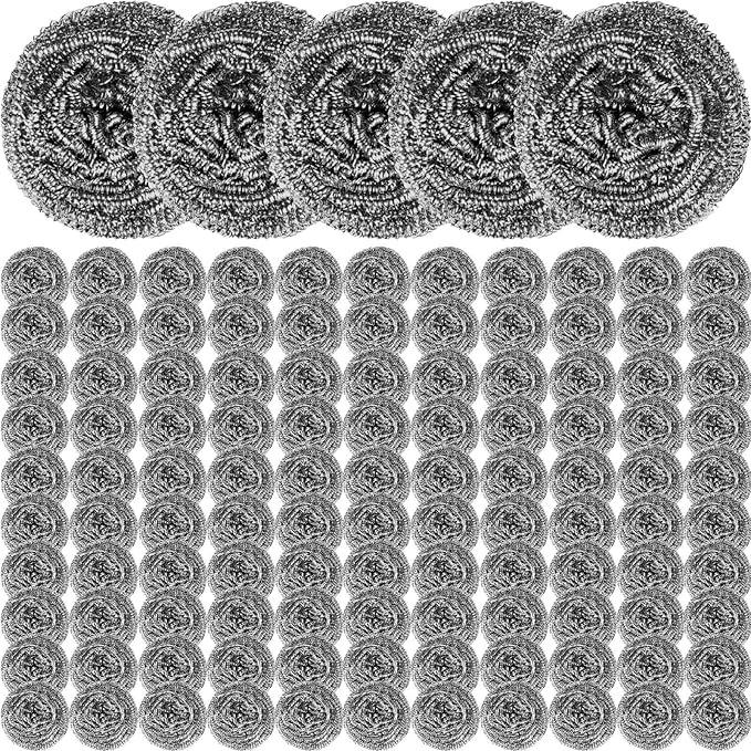 300 Pcs Stainless Steel Wool Scrubber Bulk Steel Wool Sponges Pack Metal Dishwashing Wire Scouring Pads Heavy Duty Clean Dish Pot Pan and Oven for Cleaning Kitchen Bathrooms and More