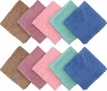 Microfiber Cleaning Cloth Lint Free Cleaning Rags, 10 Pack Fast Drying Dish Rags for Cleaning, Super Absorbent Kitchen Dish Cloths for Wash Dishes,12 in x 12 in, Mix Color