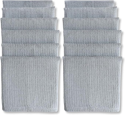 Light Gray Cotton Cleaning Rags For Housekeeping - Trapos Paños De Limpieza Reutilizables - Kitchen Bar Shop Towel Dish Mop Wash Cloth For House - Reusable Washable Absorbent - 13"x13" 12 Pack