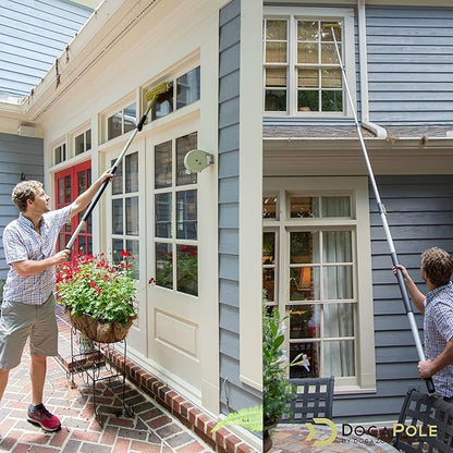 DOCA Telescoping Pole Attachment - Extension Pole for Cleaning, Feather Duster, Window Washing Kit, Paint Roller, Window Squeegee - High Reach Extendable Kit for Indoor & Outdoor - Squeegee Scrubber