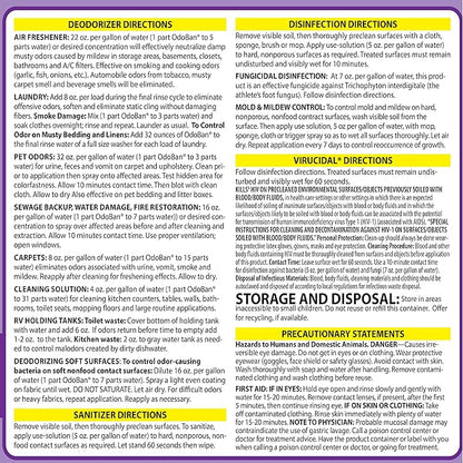 OdoBan Disinfectant Concentrate and Odor Eliminator, Made in the USA, Lavender Scent, 4 Gallons
