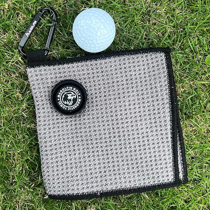Small Magnetic Golf Towel with Clip, Microfiber Waffle Design - Industrial Strength Magnet for Glof Balls, Golf Bags, Carts Clubs - Gray