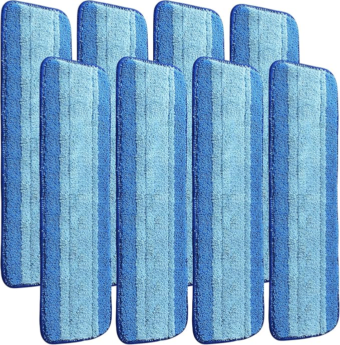 8 Pack Microfiber Cleaning Pads Compatible with Bona Mops, Safe for Hardwood and Hard-Surface Floors, Washable, Reusable