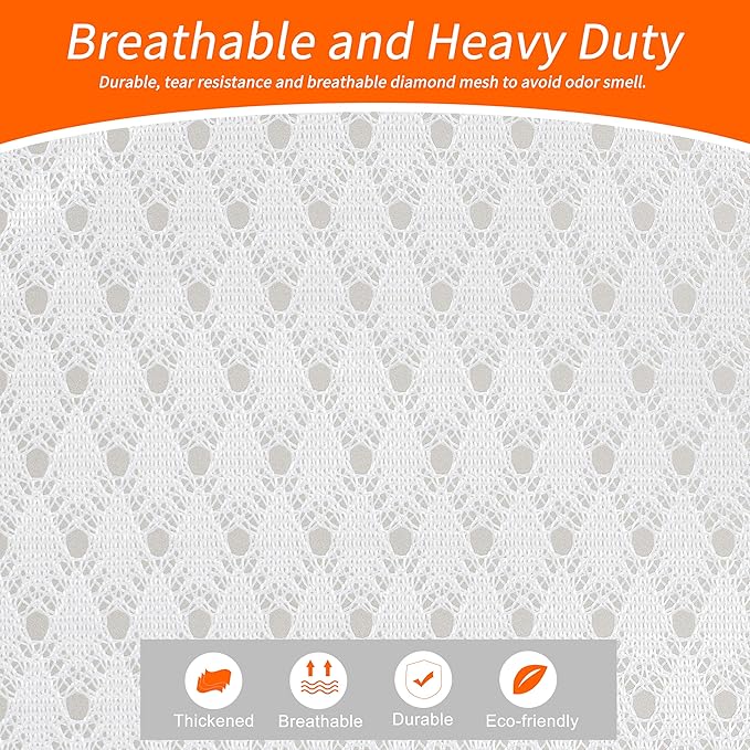 Polecasa 24 x 36 inches Extra Heavy Duty Large Mesh Laundry Bags with Drawstring Closure & ID Tag, Storage Bag for College, Travel, Sports, Dorms, White