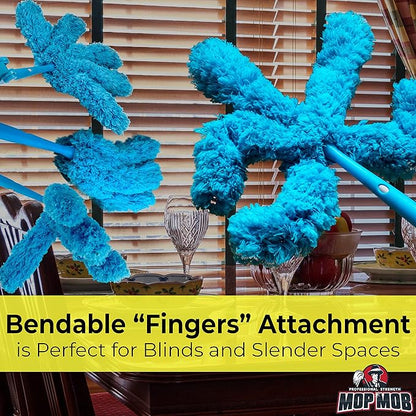 Extendable Washable Microfiber Duster and Blind Cleaner w/Pivoting Head and Extension Pole. Telescopic Arm and Flexible Heads for Easy Ceiling and Cobweb Dusting. Detachable Dusters = Quick Cleaning