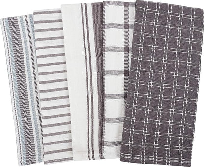 KAF Home Assorted Flat Kitchen Towels - Set of 10, 18 x 28 Inch (Gray)