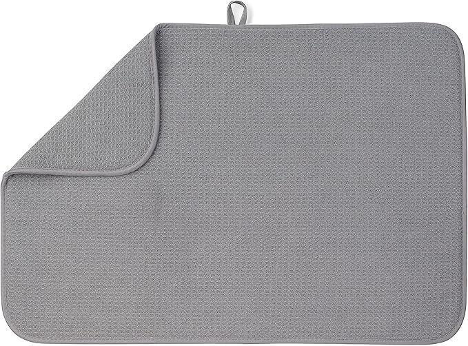 Bellemain XL Dish Mat 24" x 17" ( LARGEST MAT ) Microfiber Dish Drying Mat , Super absorbent ( Dark Gray )
