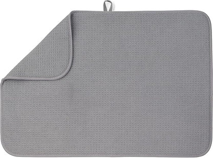 Bellemain XL Dish Mat 24" x 17" ( LARGEST MAT ) Microfiber Dish Drying Mat , Super absorbent ( Dark Gray )