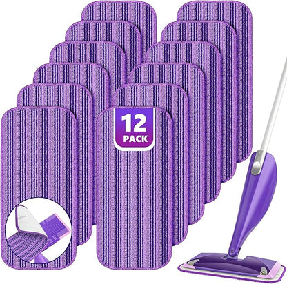 Reusable Mop Pads Compatible with Swiffer Wet Jet, Wet Jet Pads Refills for Swiffer Mop, Microfiber Replacement Pads for Hardwood Floor cleaning, Dry Wet Mopping Cloths for 12" Wet Jet Refill, 12 Pack