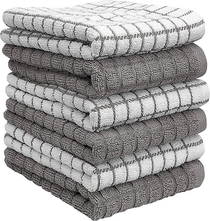 Bumble Kitchen Towels | 100% Cotton Dish Towels with Hanging Loop | 16"x 28" | 380GSM | Absorbent Kitchen Towel Set | 12 Pack, Gray