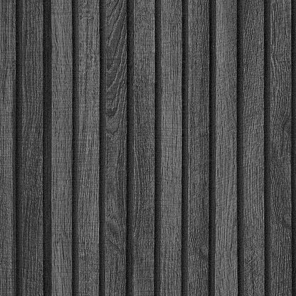 VEELIKE Charcoal Black Wooden Slat Wallpaper Peel and Stick Waterproof Dark Wood Contact Paper for Walls 15.7''x118'' Adhesive Removable Faux Wood Slats Wall Panel Wallpaper for Bedroom Accent Wall