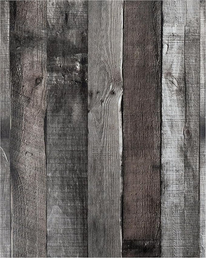 Yun-aeon Natural Wood-Dark Grey Wood Contact Paper Peel and Stick Wallpaper 17.3"x 472"Self Adhesive Removable Vintage Faux Wood Wall Paper Plank Shelf Home Decoration Kitchen Counter Cover Use