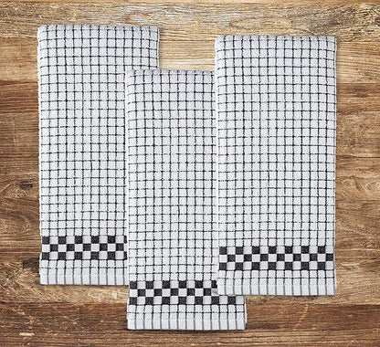 XLNT Highly Absorbent Kitchen Dish Towels 100% Cotton 18x28 inch – Ultra-Thick Dishcloths – Premium Weave for Drying & Cleaning – Soft, Durable & Lint-Free – Pack of 9 Black