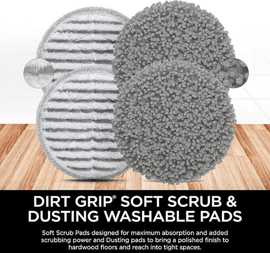 Shark Steam & Scrub Dirt Grip Soft Scrub & Dusting Washable Pads, Fully Reusable, Powerful Cleaning on All Sealed Hard Floors, Compatible with S8001, S8201, S7201 & S7001, Grey, XKITP7000D