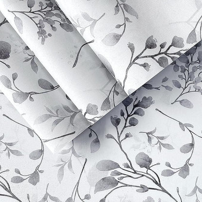 Orainege Gray Floral Wallpaper Peel and Stick Wallpaper 17.7 in ×118.1 in Self Adhesive Floral Contact Paper Waterproof Removable Wall Paper for Bedroom Bathroom Cabinets Decor