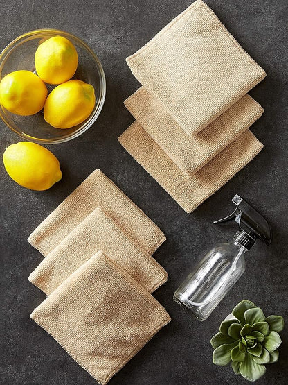 DII Cleaning Collection Soft Highly Absorbent Microfiber, Dishcloth Set, 12x12, Taupe, 6 Piece