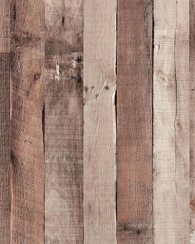 Yun-aeon Natural Wood-Cinnamon Wood Contact Paper Peel and Stick Wallpaper 17.3"x 472"Self Adhesive Removable Vintage Faux Wood Wall Paper Plank Shelf Home Decoration Kitchen Counter Cover Use