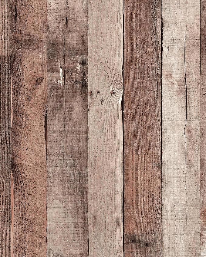 Yun-aeon Natural Wood-Cinnamon Wood Contact Paper Peel and Stick Wallpaper 17.3"x 400"Self Adhesive Removable Vintage Faux Wood Wall Paper Plank Shelf Home Decoration Kitchen Counter Cover Use