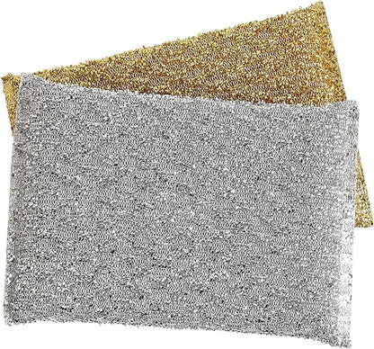 Kitchen Sponge Scrubber, Heavy Duty, Hand Friendly Scouring Sponge for Sink, Pot, Dish Washing Scrubber Non-Scratch, Kosher Sponge, by Superio (Silver-Gold)