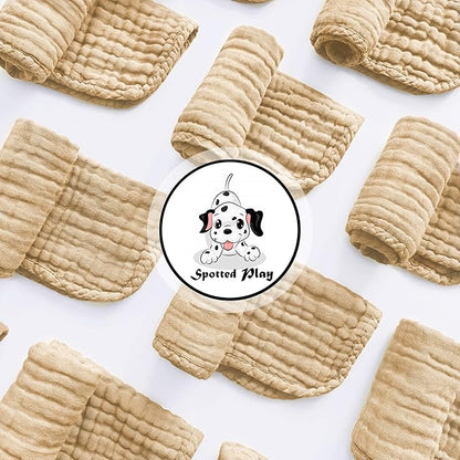 Muslin Burp Cloths 100% Cotton Large 20''x10'' Extra Soft and Absorbent Baby Wash Cloths Spit Up Rags - Baby Burping Cloth for Boys Girls Items(12 Pack Brown)