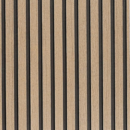 Brown Wood Slat Peel and Stick Wallpaper - 17.5"x100" Textured Faux Wood Self-Adhesive, Waterproof Removable Wall Panel for Bedroom, Kitchen, Office - Easy Install