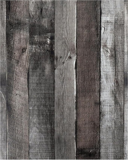 Yun-aeon Natural Wood-Dark Grey Wood Contact Paper Peel and Stick Wallpaper 34.6"x 480" Self Adhesive Removable Vintage Faux Wood Wall Paper Plank Shelf Home Decoration Kitchen Counter Cover Use