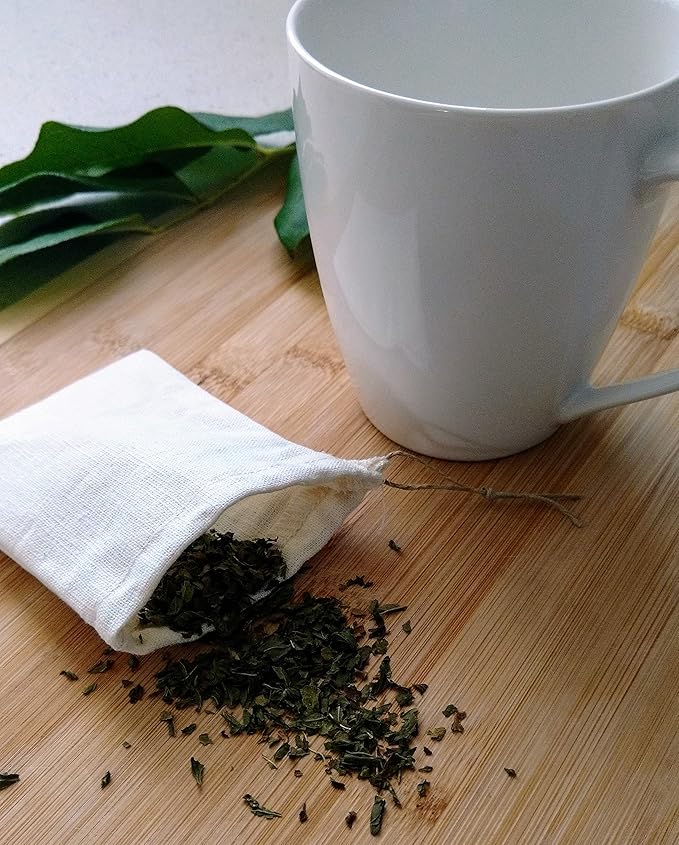 Cloth Reusable Tea Bag and Bulk Spice Bag - Made in Canada of Hemp and Organic Cotton - Zero Waste, Eco-Friendly, Natural Loose Leaf Tea Infuser