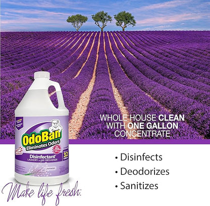 OdoBan Disinfectant Concentrate and Odor Eliminator, Made in the USA, Lavender Scent, 4 Gallons