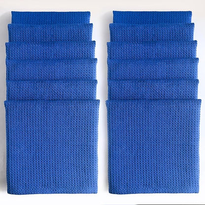Royal Blue Cotton Cleaning Rags For Housekeeping - Trapos Paños De Limpieza Reutilizables - Kitchen Bar Shop Towel Dish Mop Wash Cloth For House - Reusable Washable Absorbent - 13"x13" 12 Pack