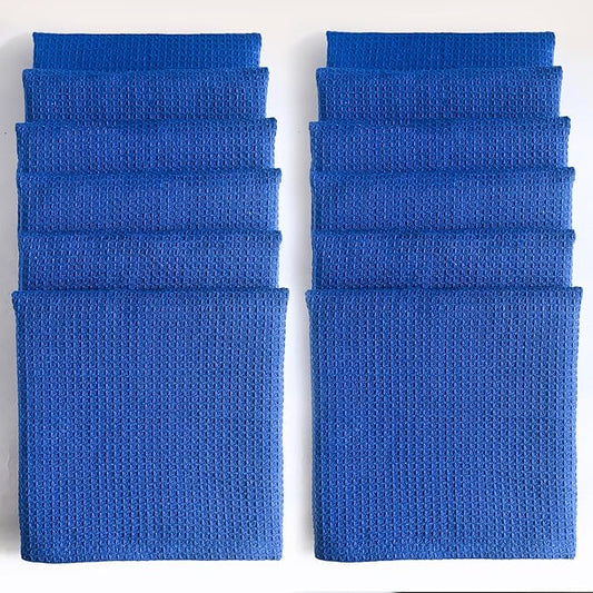 Royal Blue Cotton Cleaning Rags For Housekeeping - Trapos Paños De Limpieza Reutilizables - Kitchen Bar Shop Towel Dish Mop Wash Cloth For House - Reusable Washable Absorbent - 13"x13" 12 Pack