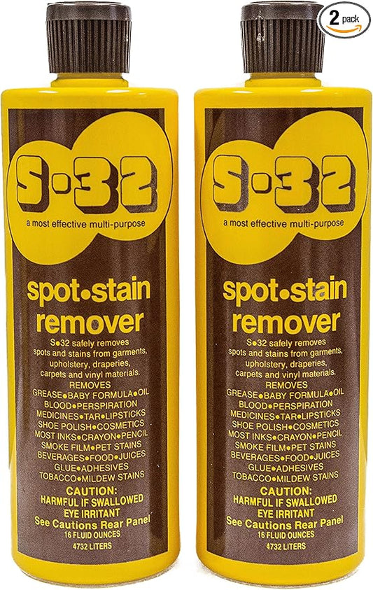 S-32 Spot Stain Remover, Safely Removes Stubborn Spots and Stains, Commercial Use, Household Needs, 15.2 Ounces, 2 Pack