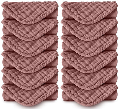 Muslin Burp Cloths 100% Cotton Large 20''x10'' Extra Soft and Absorbent Baby Wash Cloths Spit Up Rags - Baby Burping Cloth for Boys Girls Items(12 Pack Bean Paste)