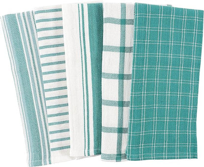 KAF Home Assorted Flat Kitchen Towels - Set of 10, 18 x 28 Inch (Teal)