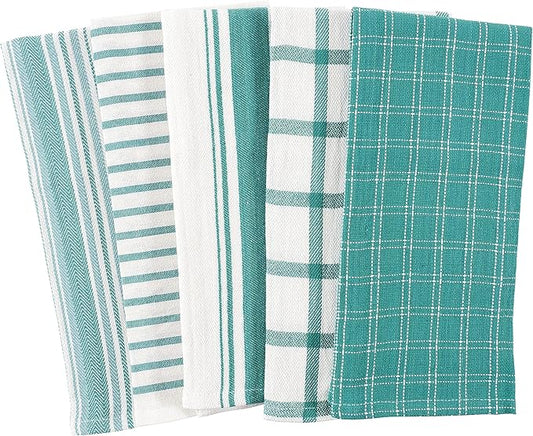 KAF Home Assorted Flat Kitchen Towels - Set of 10, 18 x 28 Inch (Teal)