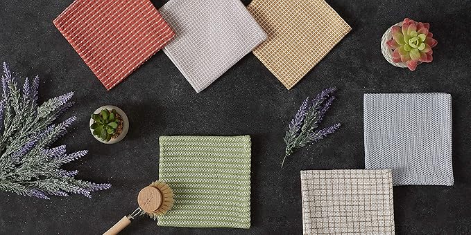DII Everyday Kitchen Collection Assorted Dishcloth Set, 12x12, Stonewash Blue, 5 Count