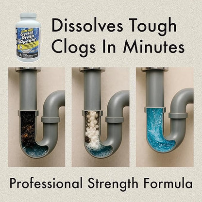Clean Shot Crystal Lye Drain Opener - Professional Strength Cleaner for Tough Clogs - Heavy Duty Sodium Hydroxide Bathroom and Kitchen Sink, Shower, Pipes Unclogger, 1 lb