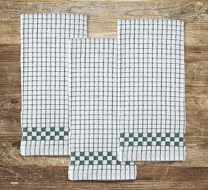 XLNT Highly Absorbent Kitchen Dish Towels 100% Cotton 18x28 inch – Ultra-Thick Dishcloths – Premium Weave for Drying & Cleaning – Soft, Durable & Lint-Free – Pack of 9 Green
