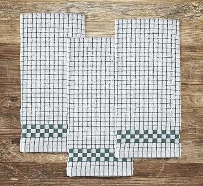 XLNT Highly Absorbent Kitchen Dish Towels 100% Cotton 18x28 inch – Ultra-Thick Dishcloths – Premium Weave for Drying & Cleaning – Soft, Durable & Lint-Free – Pack of 9 Green